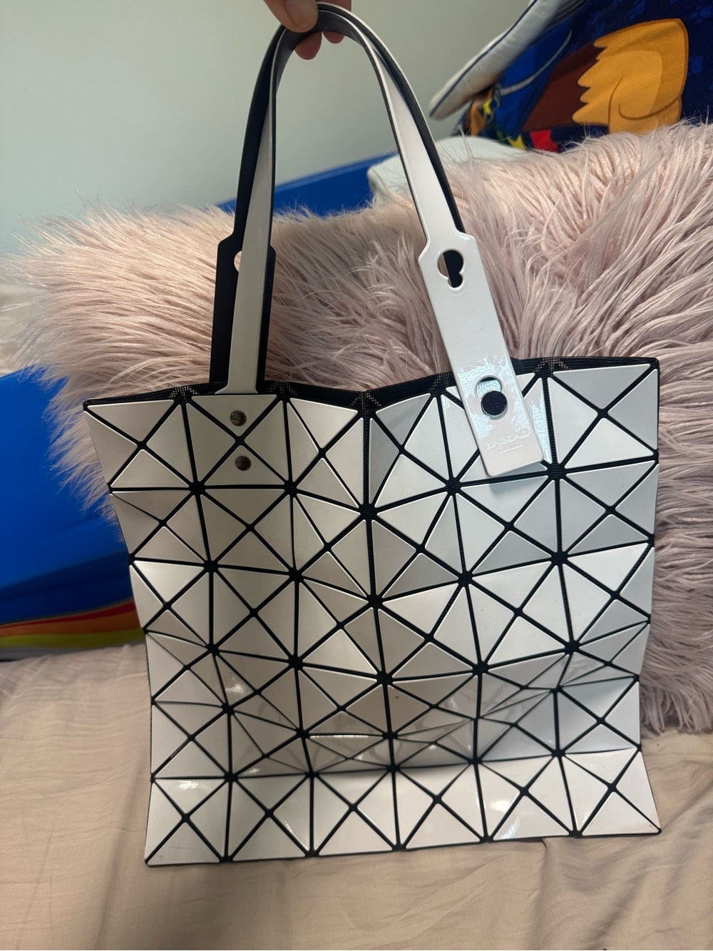 Authentic Bao Bao Issey Miyake Lucent Tote Bag in white color